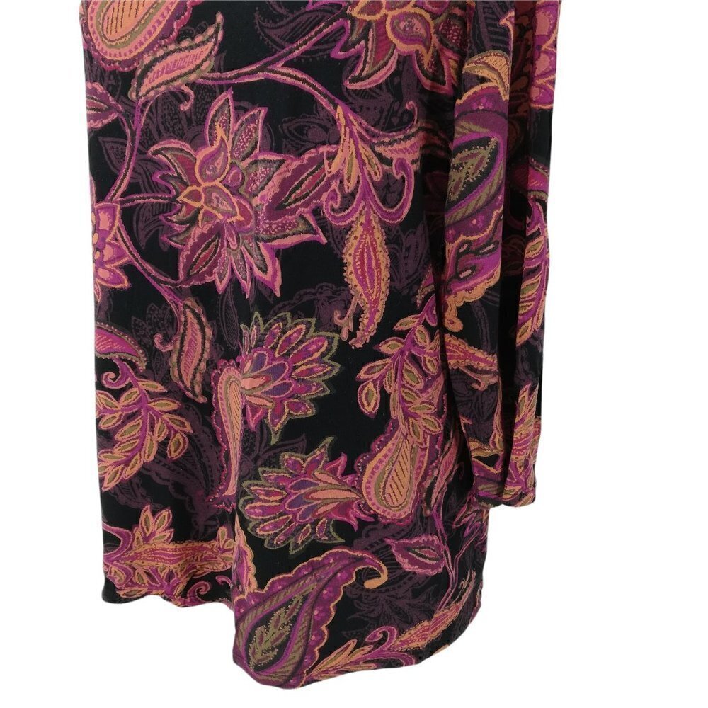 J.Jill Wearever Collection Paisley Blouse Size M Stretch 3/4 Sleeve Knit Orange - Picture 7 of 12
